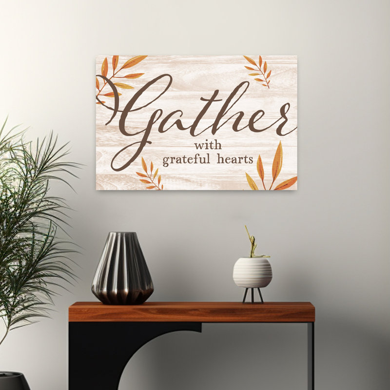 «Gather With Grateful Hearts», art contemporain contemporain, H 16 po x l 24 po