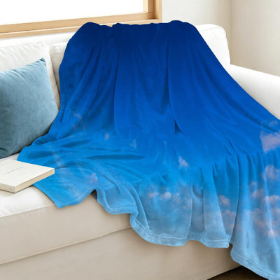 Jeté en flanelle bleue ultra douce, imprimé recto de la nature