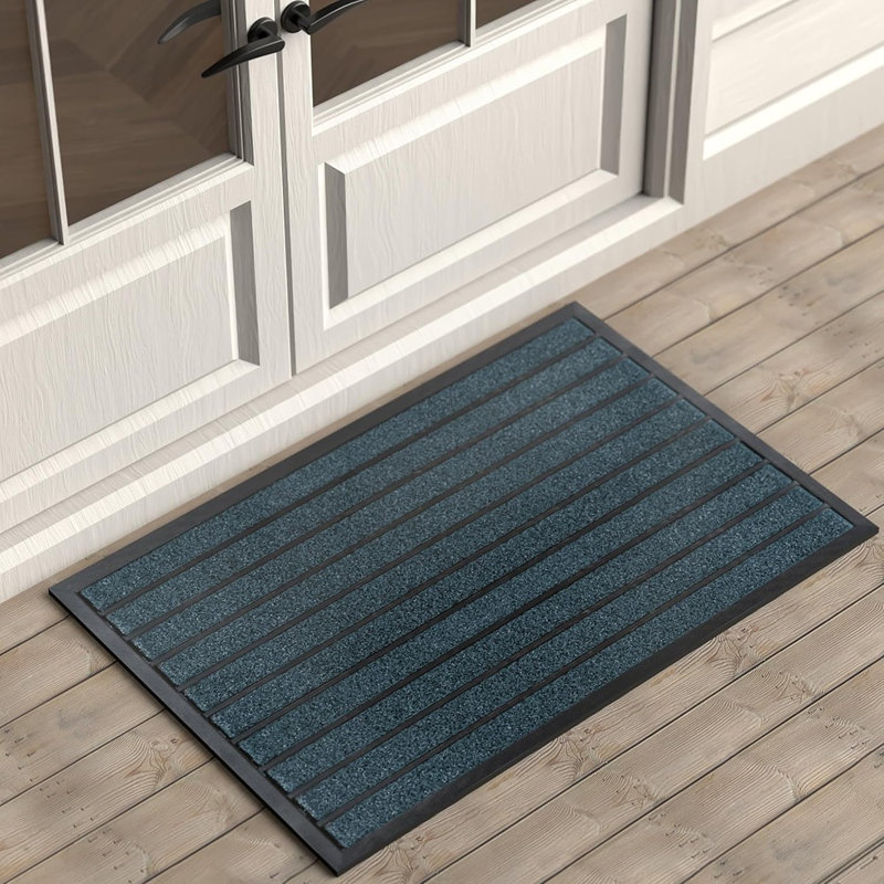 Tapis d'entrée extérieur ultra-résistant, antidérapant, bleu vif