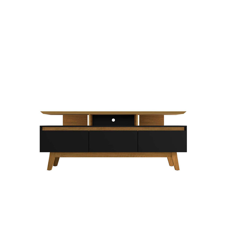 Meuble télé 63 po Yonkers, H 25,79 po x l 62,99 po x P 14,76 po, Noir / cannelle