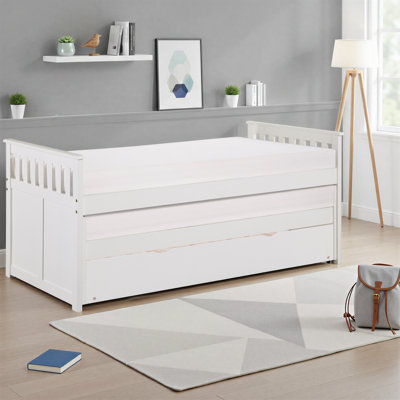 Gayden Transitional Wood Twin over Full Bunk Bed with Pull-Out Trundle Bed, Protective Guard Rails & Integrated Ladder