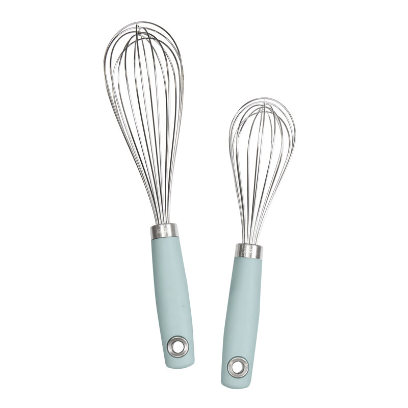Tovolo Elements Whisk Set â€“ 10 & 12 Inch Stainless Steel Whisk Set For Cooking & Baking, Balloon Shape Design, Comfortable Handles, Hanging Loops For Convenient Storage, Dishwasher Safe, Haze