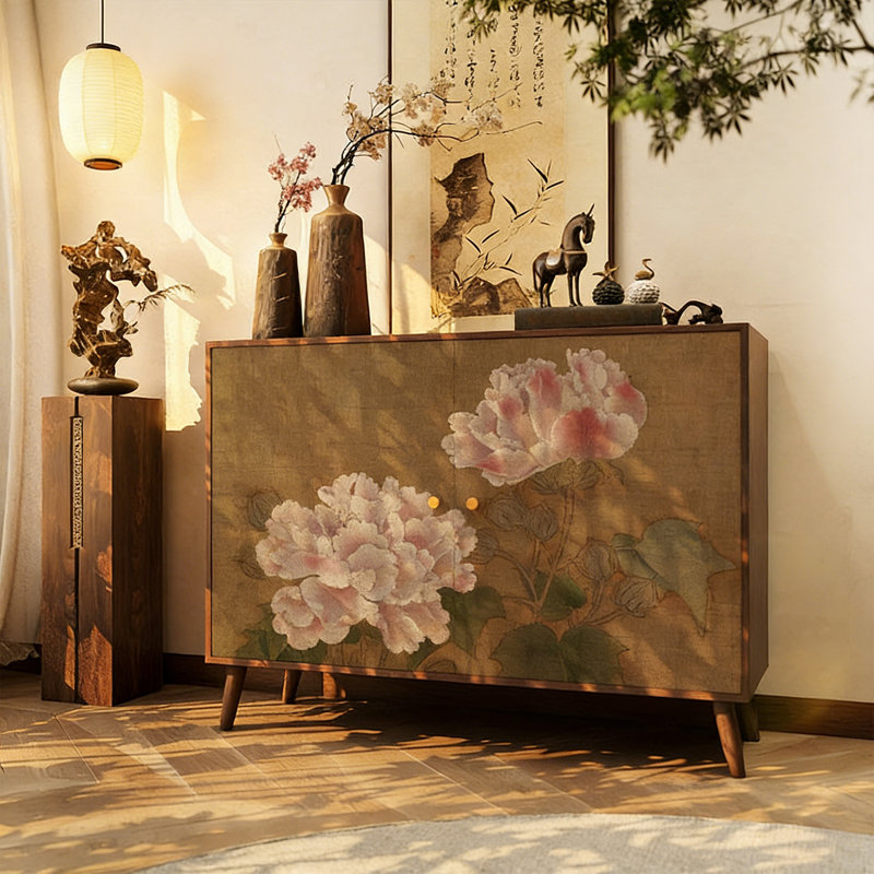Armoire de rangement rétro en bois massif