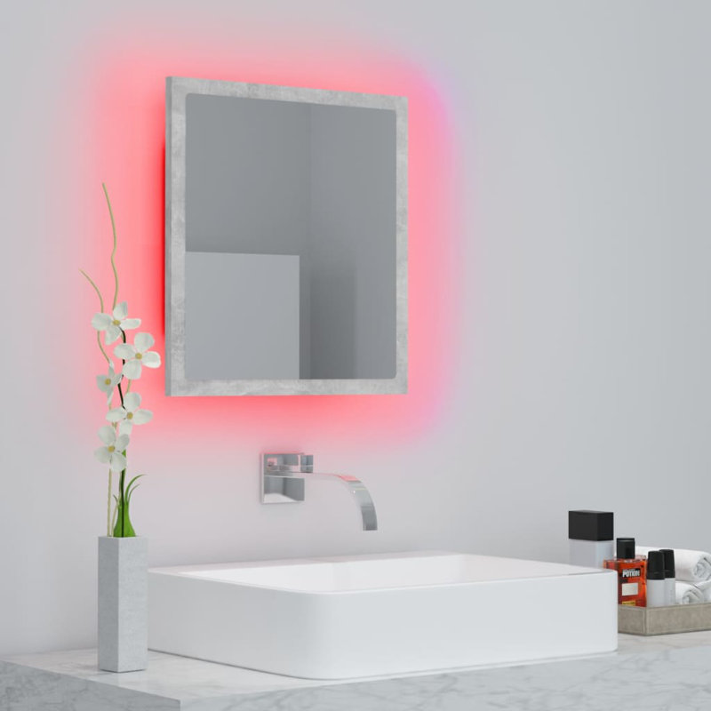 Engineered Wood Flat Wall Mirror, Concrete Gray, 14.6" x 35.4"