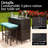 3 Piece Patio Bar Set,Patio Wicker Bar Furniture with 2 Storage Shelves, Glass Top Table, Cushions and Two Stools,Outside Bars for Patio Entertainment, Blue