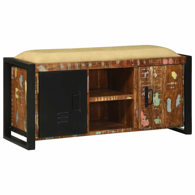Solid Wood Storage Bench, Multicolour