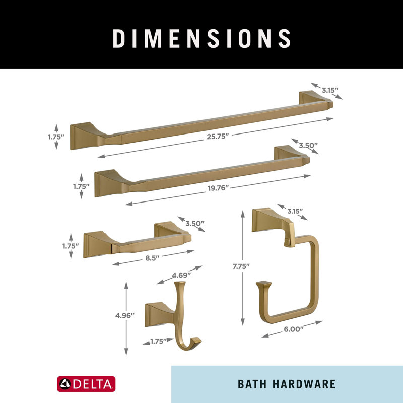 Ensemble de quincaillerie de salle de bain Dryden ™ 5 pièces, Bronze champagne