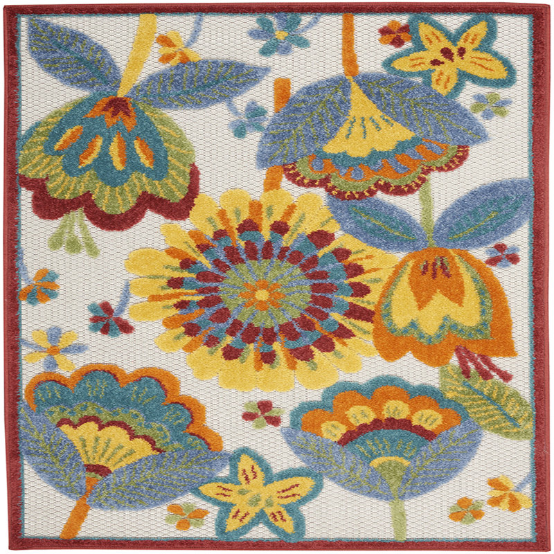 Floral Indoor / Outdoor Rug, Rectangle 2'8" x 4'