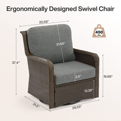 360-Swivel Outdoor Seating Group With Cushions