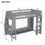 Classic Gray Solid Wood Twin Size Platform Gaming Loft Bed with Built-in Desk and Storage for Small Bedrooms