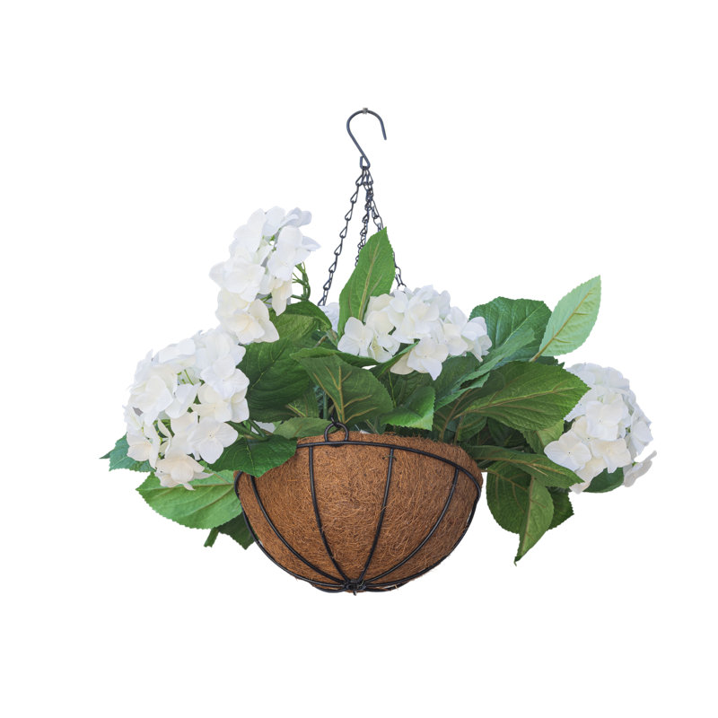 Hydrangea x 7 in regular wire Basket  - White