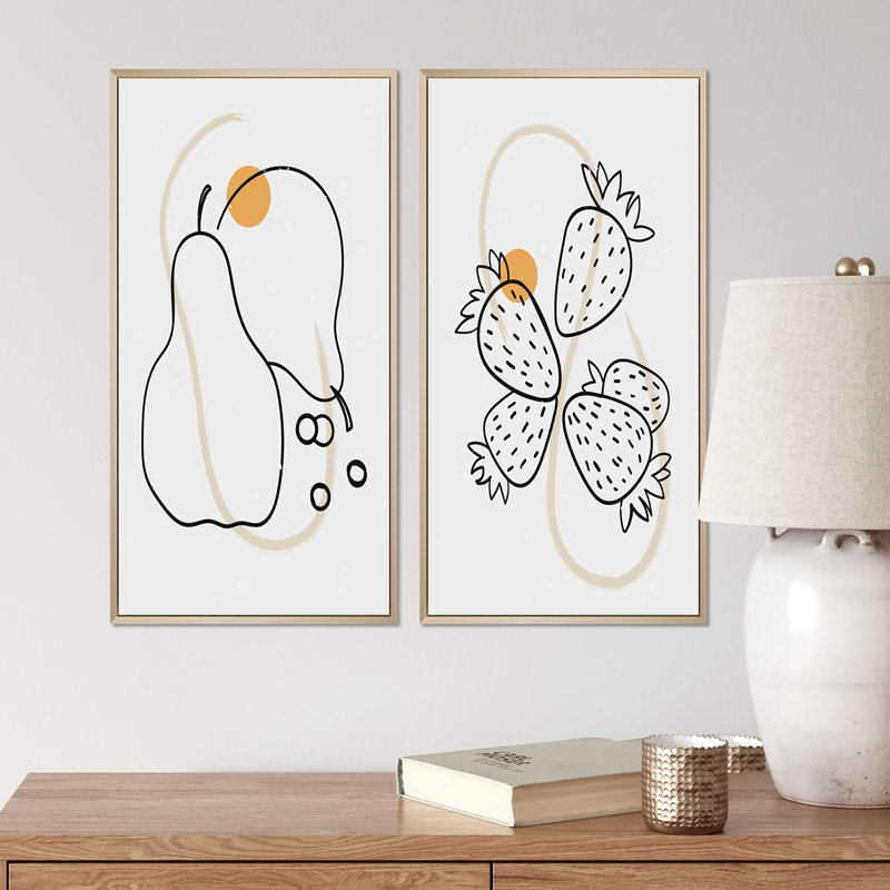 «Organic Vintage Hipster Fruits III», ensemble de 2 impressions, H 32 po x l 32 po x P 1 po, Cadre brun