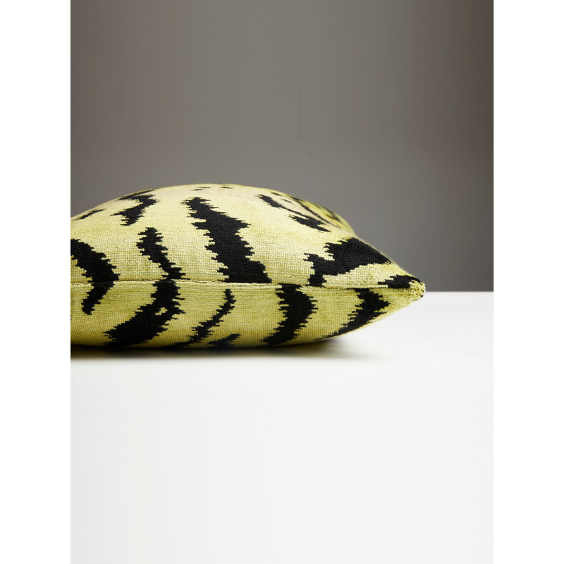 Wild Glamour Silk Animal Print Pillow Cover & Insert, 14" H x 22" W x 1" D, Green/Black