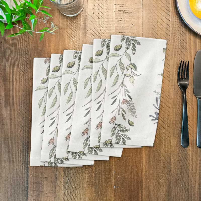 Cotton Floral 10" Square Napkin, White