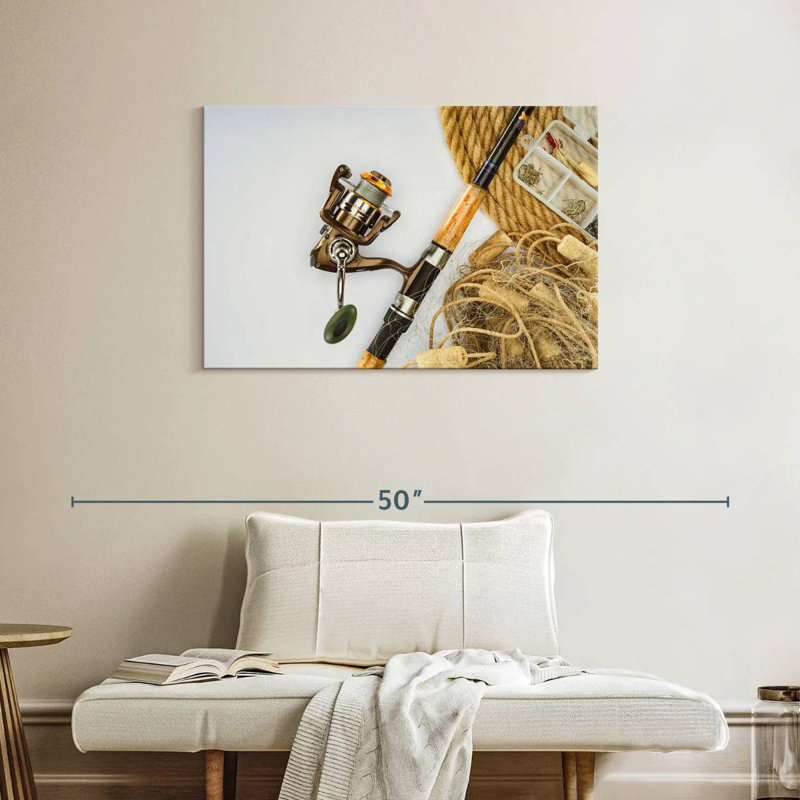 Fishing Rod And Net, 24" H x 36" W