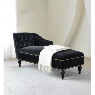 Chaise longue de chambre et de salon en velours et bois de bouleau de style campagnard américain