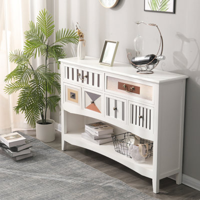 White Rectangular Solid Wood Console Table