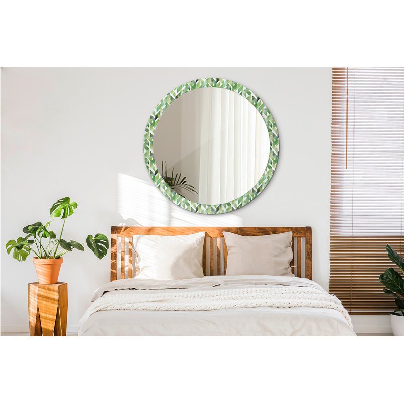Huldar Glass Flat Wall Mirror, Green/White