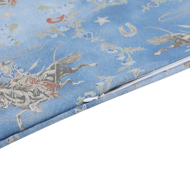 Twin Blue Cotton Western Floral Duvet Cover Set