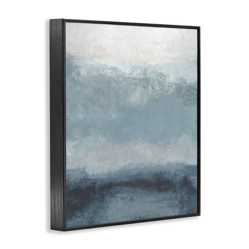 Giclée encadrée «Misty Blue Layers» par Hannah Dawson, H 14 po x l 11 po, Giclée encadrée noir minuit