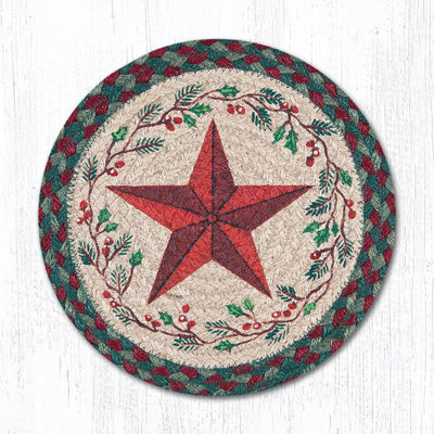  Decorative Holiday Barn Star Printed Round Trivet 10" Farmhouse Kitchen Accent