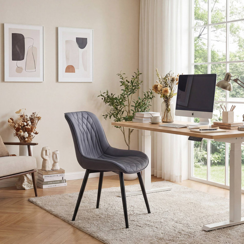 Chaise d'appoint moderne en similicuir avec pieds en métal, Gris / mauve