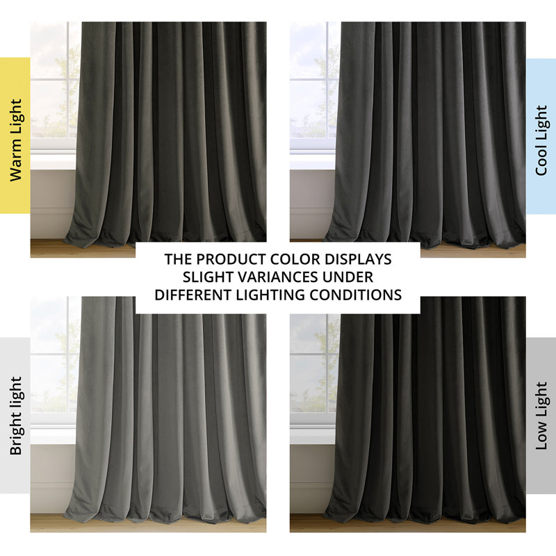 Olivia Velvet Blackout Curtain (1 Panel), Gunmetal Gray, 50" W x 84" L