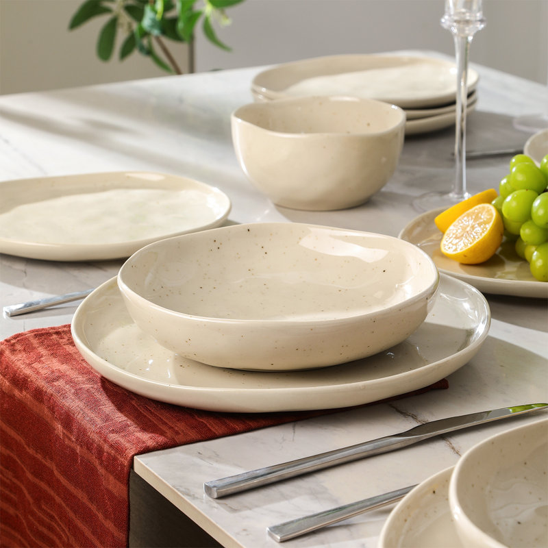 Stone Lain Mirella 4-Piece Pasta Bowl Set Stoneware, Beige