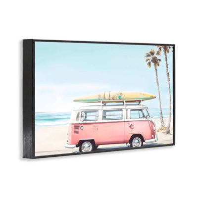 «Pink Bus on Tropical Shores», estampe numérique, design par Arlington Prints