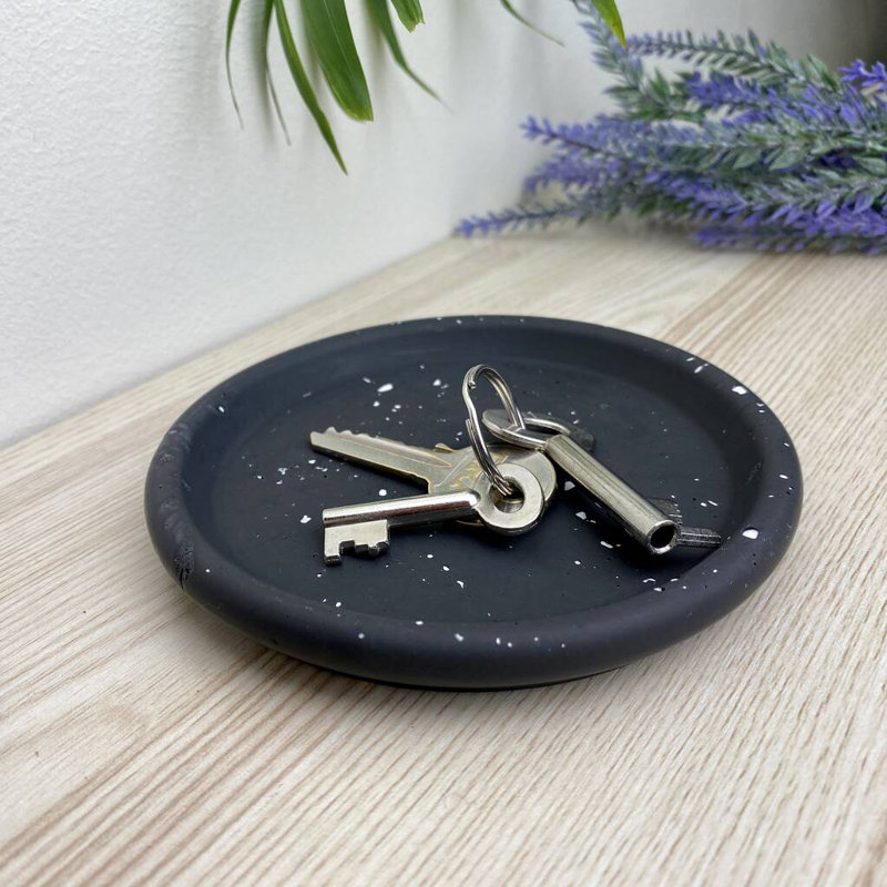 Round Trinket Tray Dish, Black/White