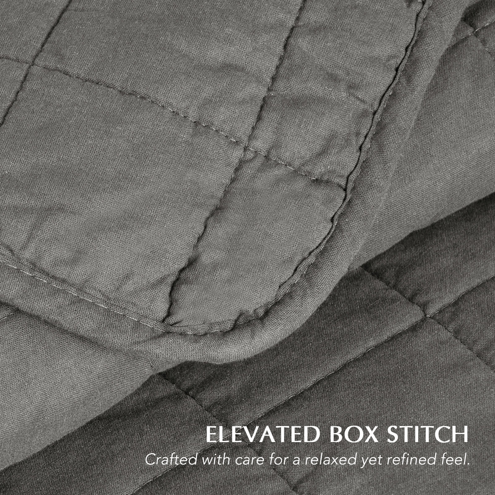 100% Cotton Box Stitch Quilt Set, Birch, California King Quilt + 2 King Shams