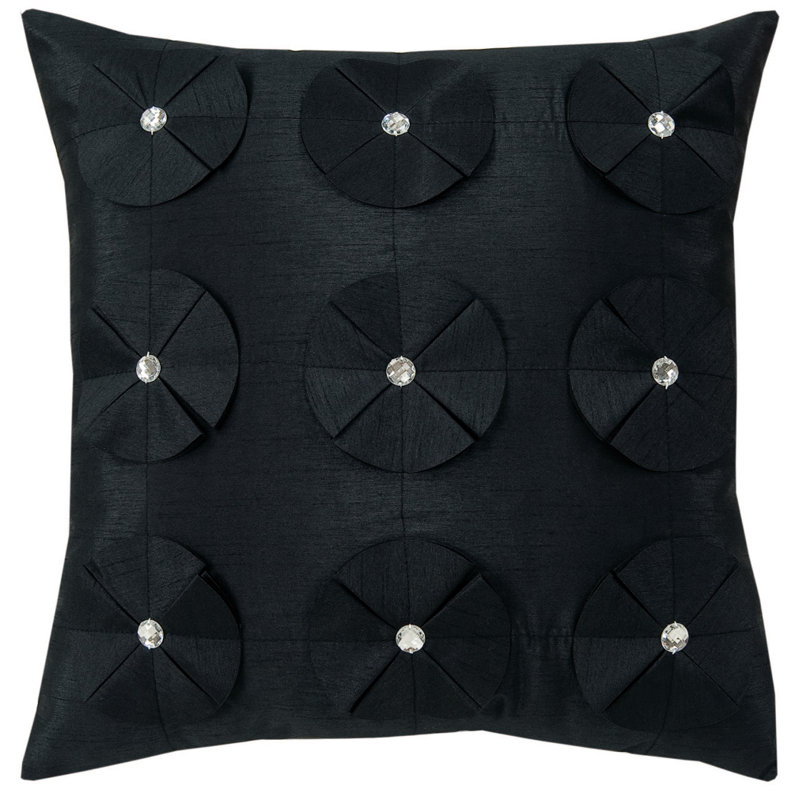 Jormun Floral Square Throw Cushion, Black