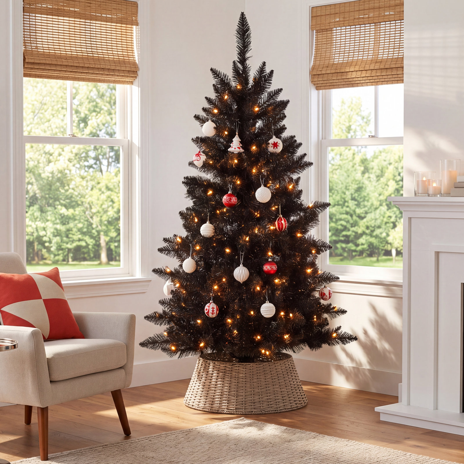 Levion Tinsel Pre-Lit Pine Christmas Tree, 4' H