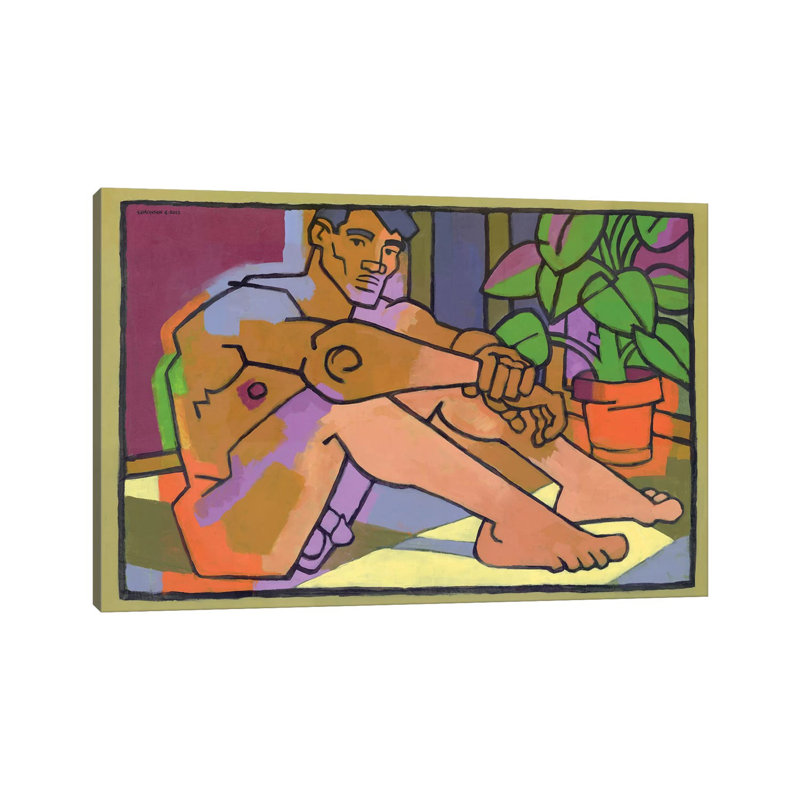 Nude Bodybuilder In The Living Room by Douglas Simonson - Wrapped Canvas Painting, 20.32 cm H x 30.48 cm W
