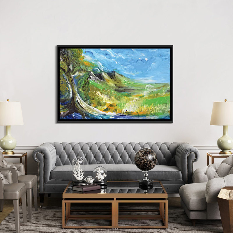 Reproduction d’art sur toile tendue, "bonjour de l’après-midi" par piero manrique, H 40 po x l 60 po x P 1,5 po, Pas de tapis