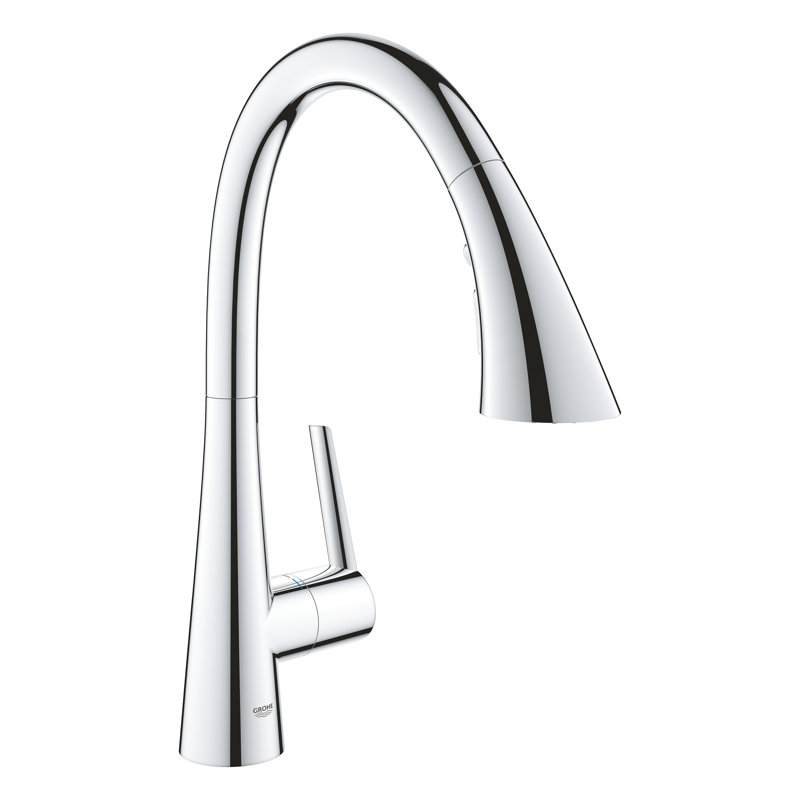 ZEDRA Single-Handle Pull Down Kitchen Faucet Triple Spray 1.75 GPM, StarLight Chrome
