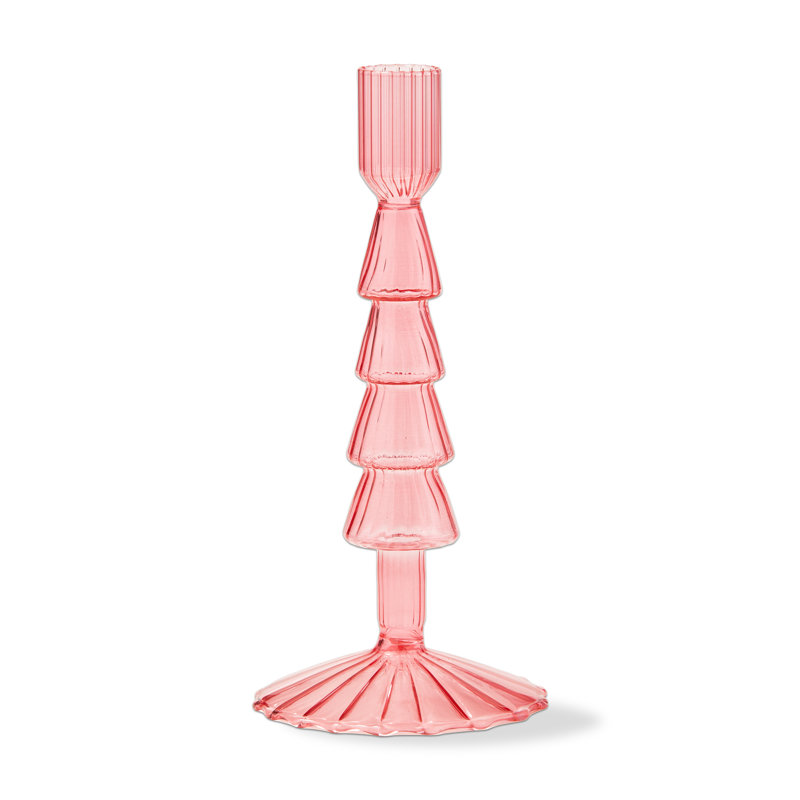 Grand porte-bougie Groovy, H 7,48 po x l 3,46 po x P 3,46 po, Rose