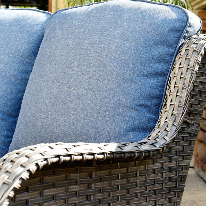 Mobilier d'extérieur en rotin Gilgardo, Non, Bleu