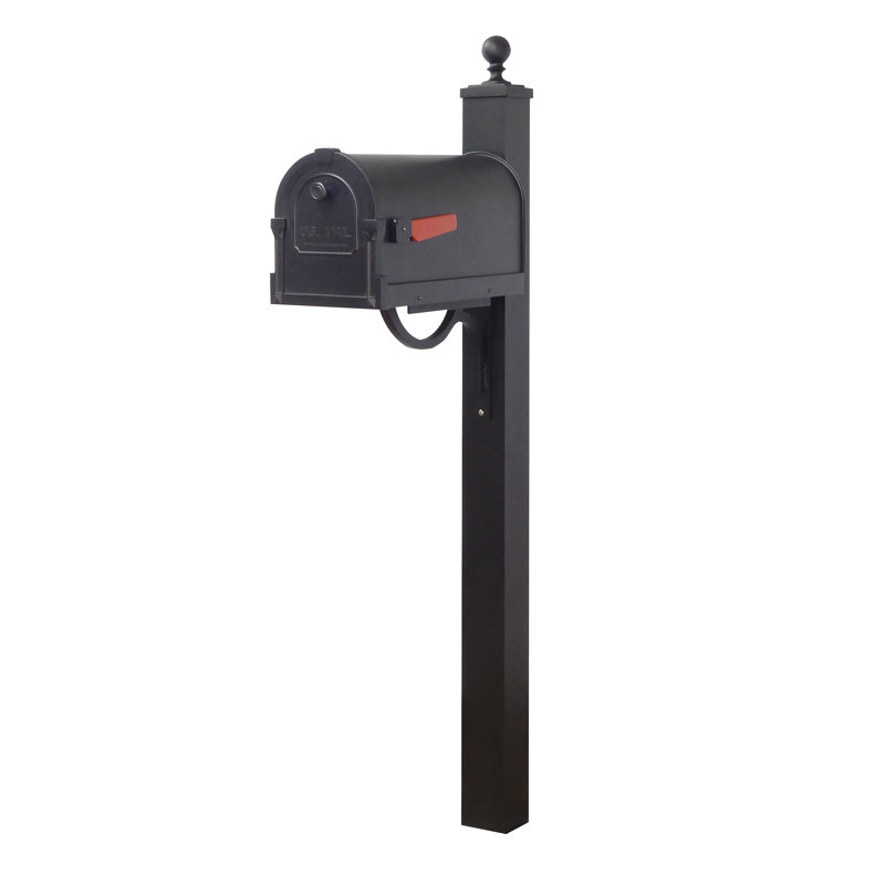 Savannah Aluminum Post Mounted Mailbox, Black