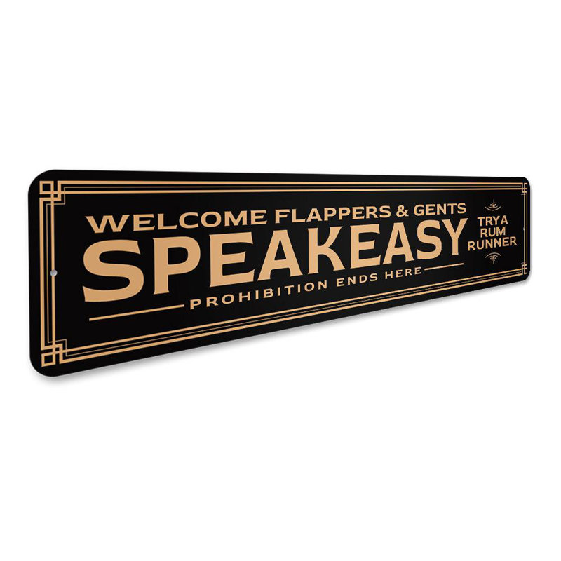 Plaque en aluminium Speakeasy Prohibition, H 4 po x l 18 po x P 0,04 po