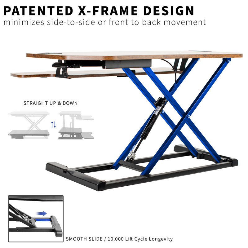Vintage Brown Adjustable Corner Standing Desk Converter