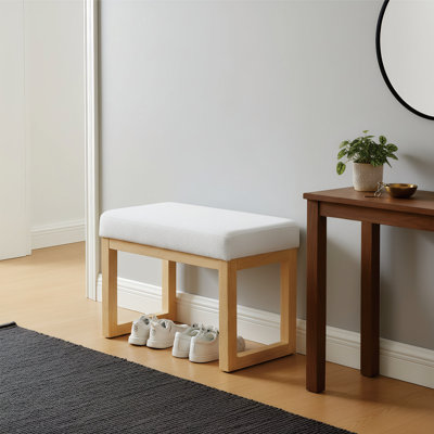 Banc de rangement moderne pour chaussures en bois massif avec assise moelleuse
