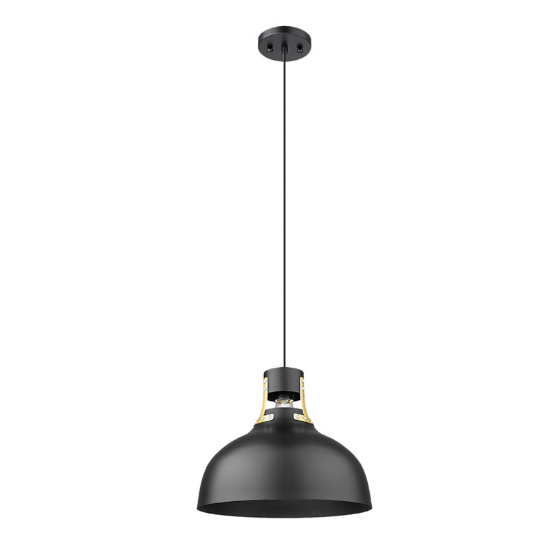 Luminaire suspendu en forme de dôme à 1 lumière Anicet, Noir mat