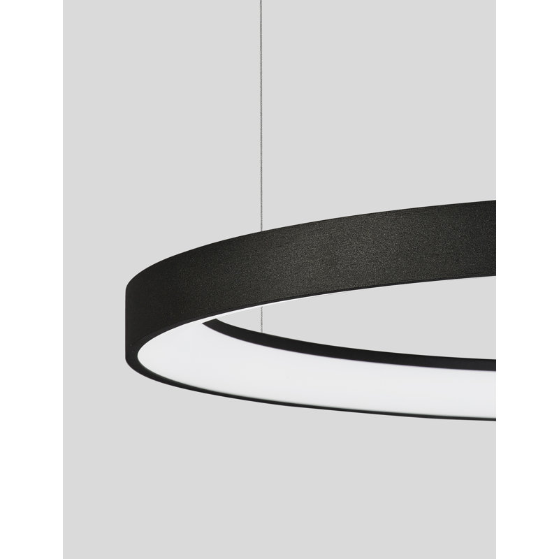 1 - Light LED Single Pendant, Black, 3.5cm H x 58cm W x 58cm D