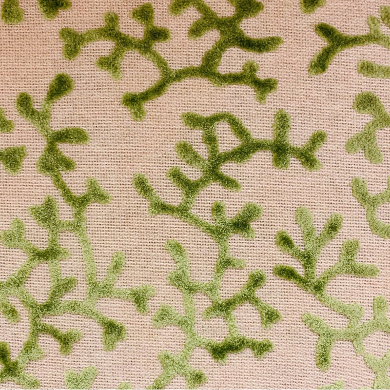 Jaune corail, crème de luxe Coussin décoratif, Crème/Vert, 26 po x 26 po