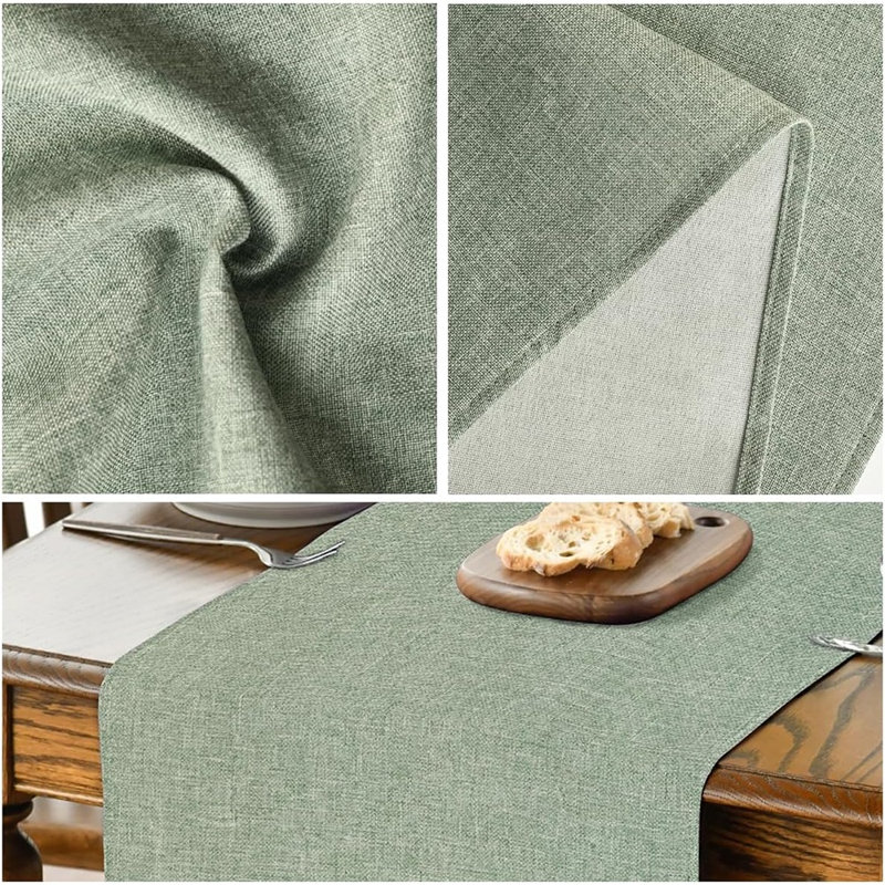 Chemin de table vert sauge 13 x 72 pouces lavable