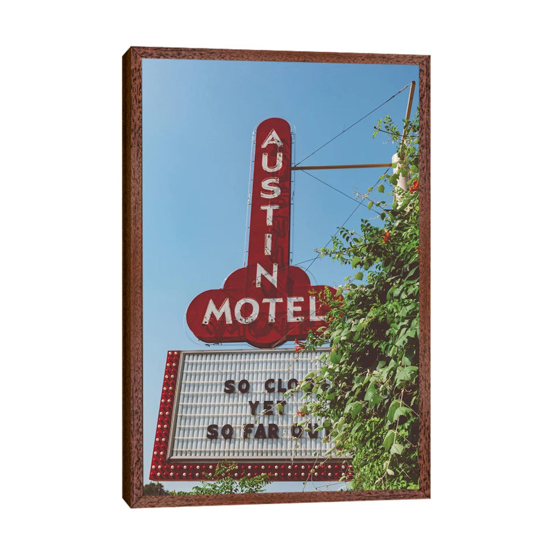 Austin Motel by Bethany Young - Print on Canvas, 101.6cm H x 66.04cm W x 3.81cm D, Classic Brown Wood Framed