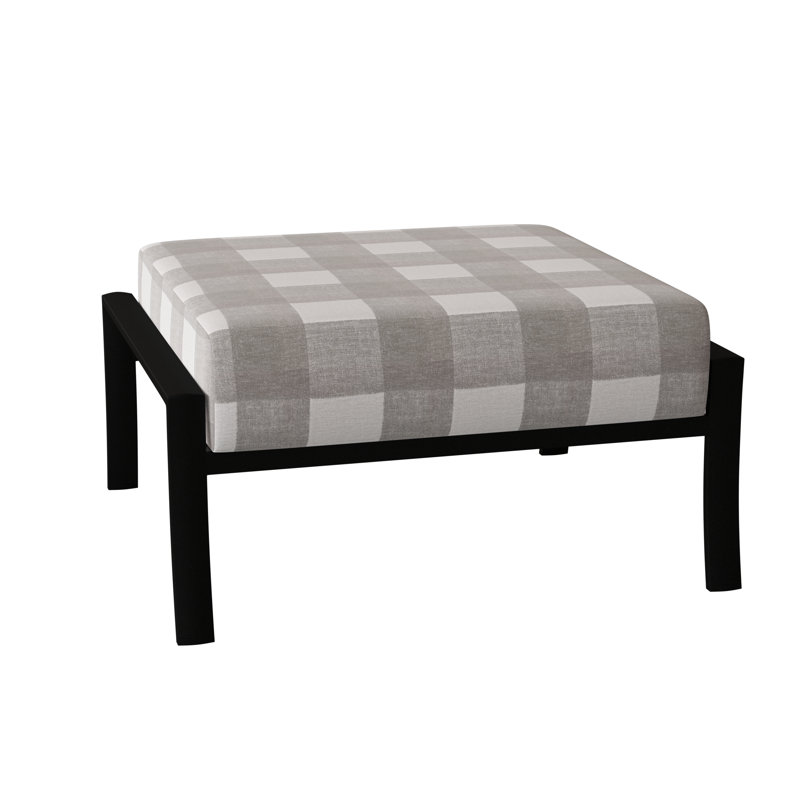 Fremont Outdoor Ottoman, Textured Black, Canvas Bird's Eye Sunbrella® Canvas