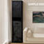 Armoire à linge avec portes solides et tablettes réglables-1702186064