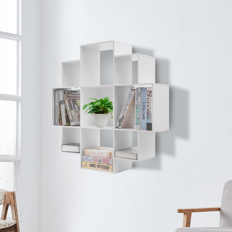 Khune Floating Bookcase, White